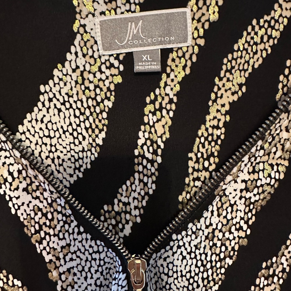 Metallic zebra design zip tunic